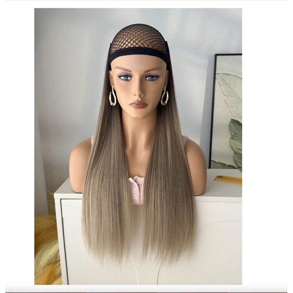 Ombre Brown & Blonde Straight hair Clip in Long Hair Extensions 22 in Set